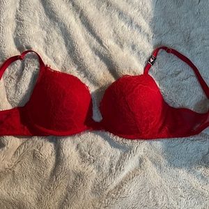 Victoria Secret PINK, red lace, push up bra, size 34C